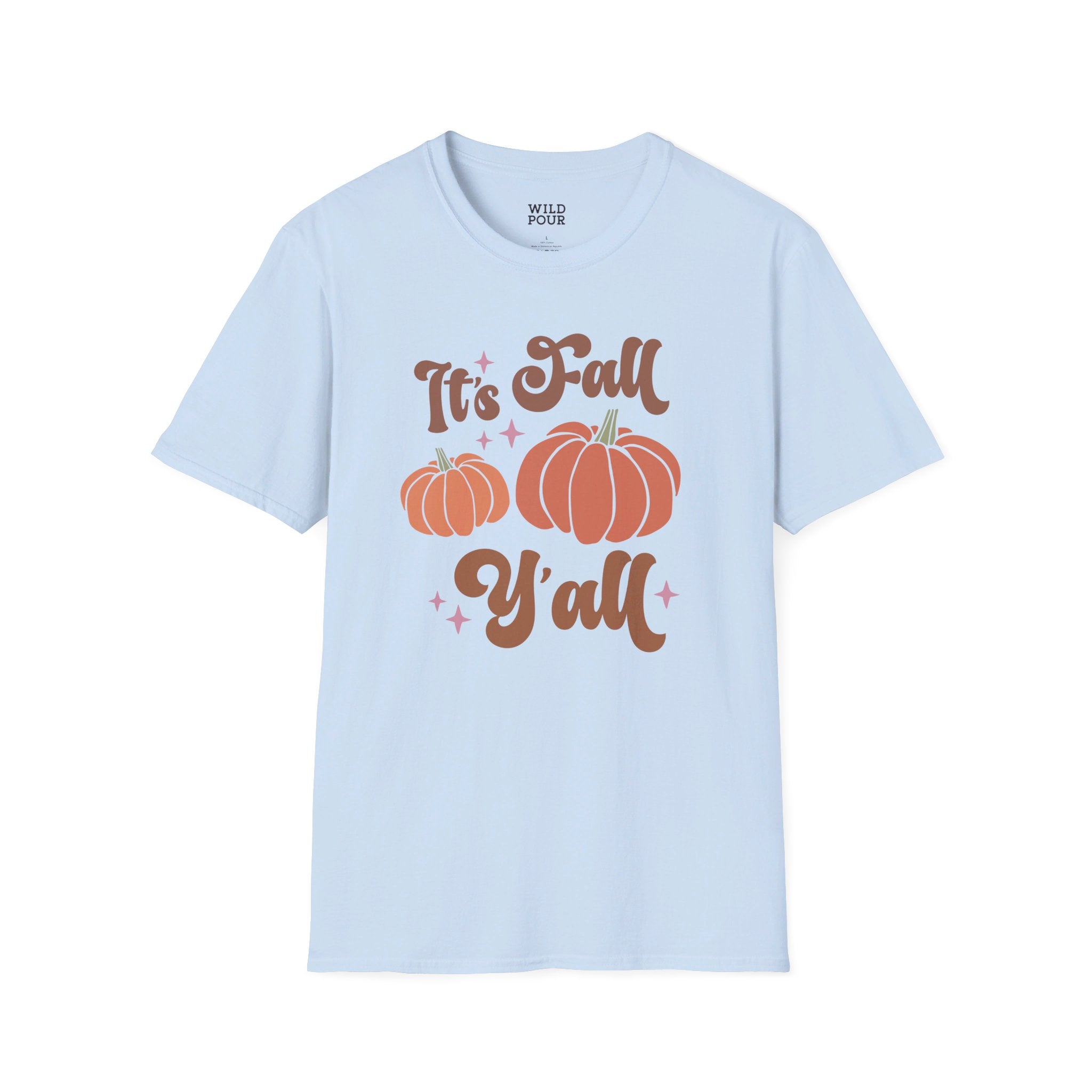 It's Fall Y'all, Autumn Tee - S / Light Blue - Wild Pour