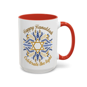 Happy Hanukkah, Celebrate the Light Mug - 15oz / Red - Wild Pour