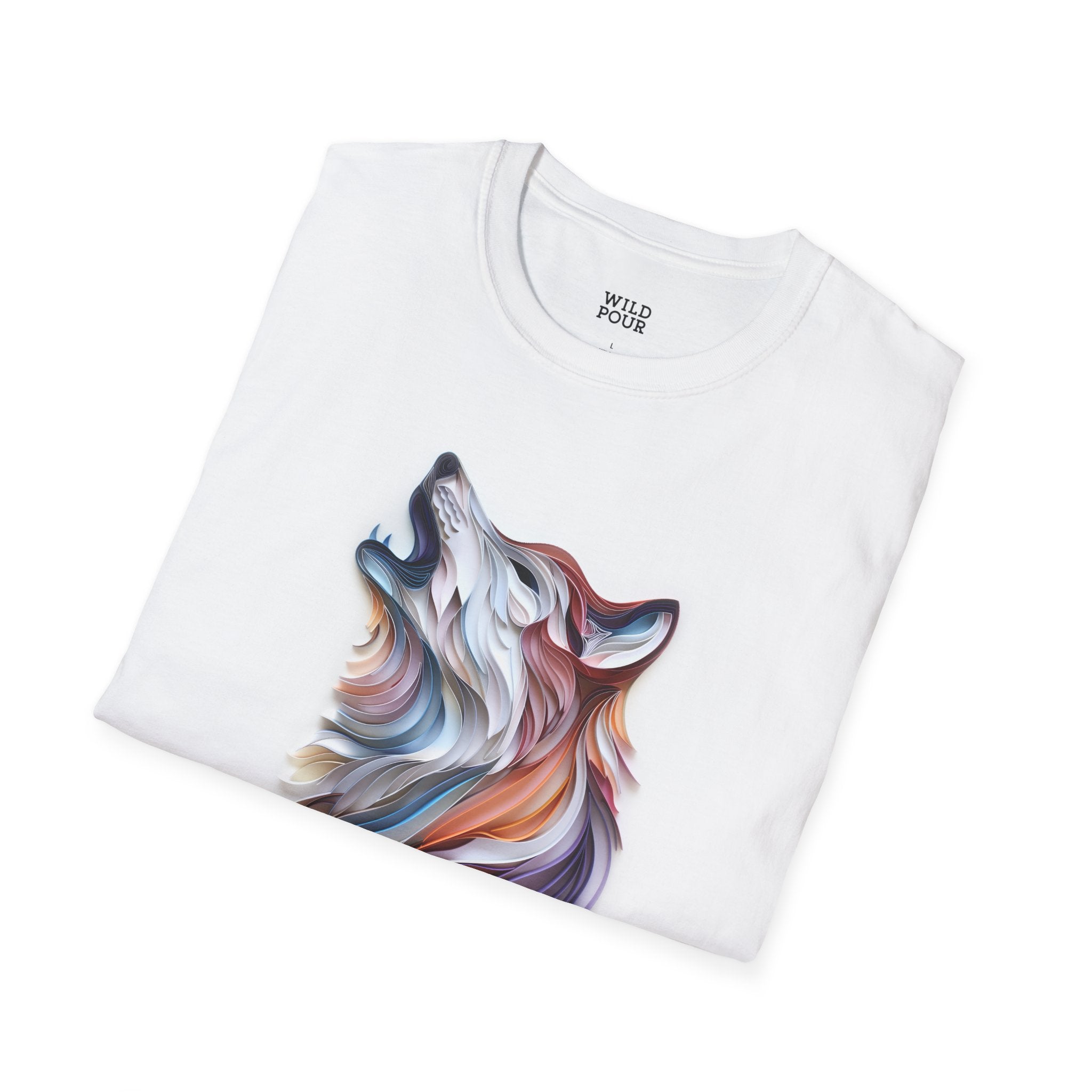 Howling Wolf, Paper Quilling Tee - S / White - Wild Pour