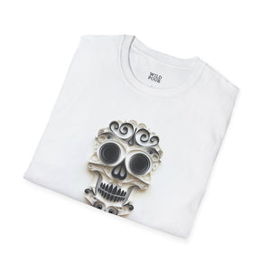 Black & White Skull, Paper Quilling Tee - S / White - Wild Pour