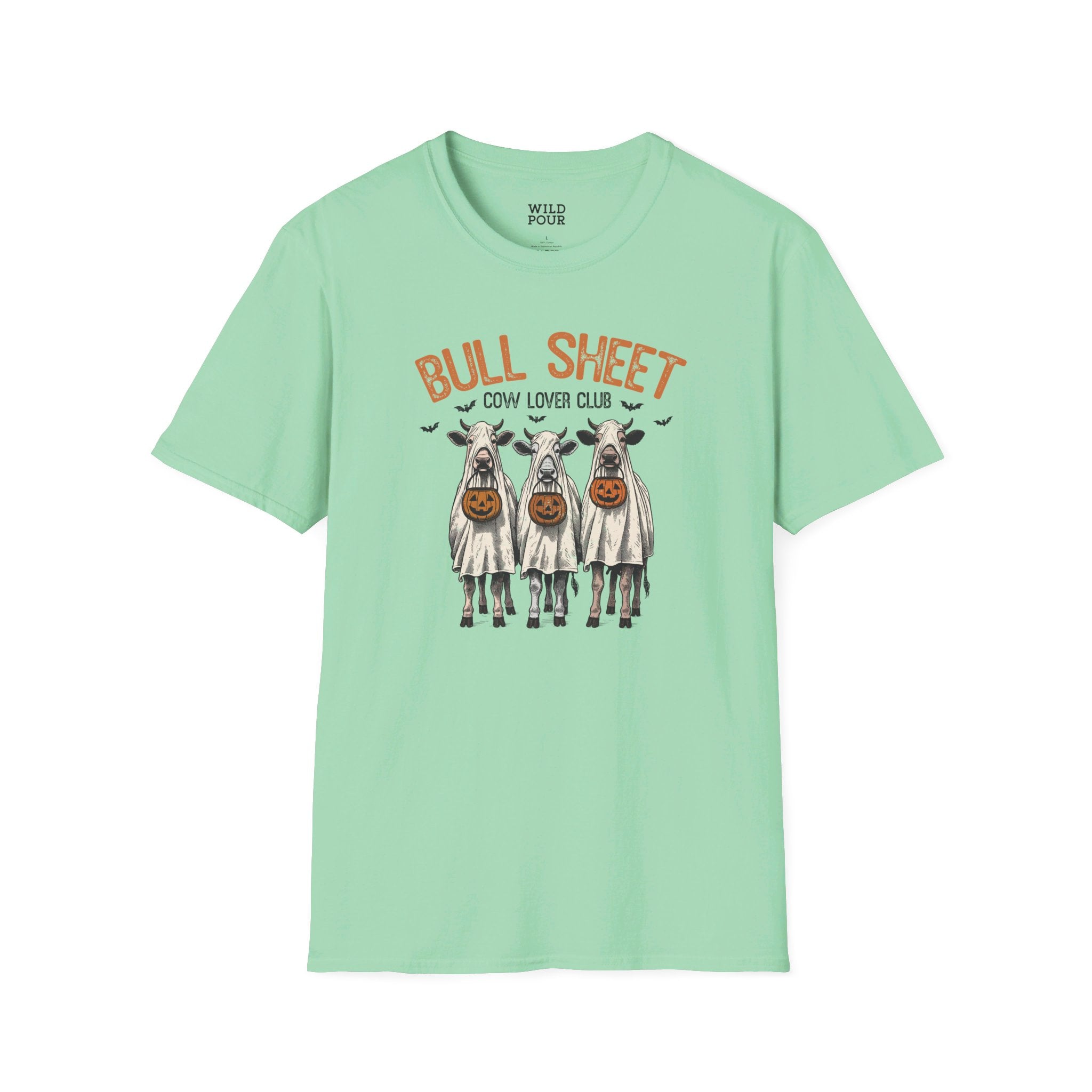 Bull Sheet - Cow Lovers Club, Vintage Cow Tee - S / Mint Green - Wild Pour