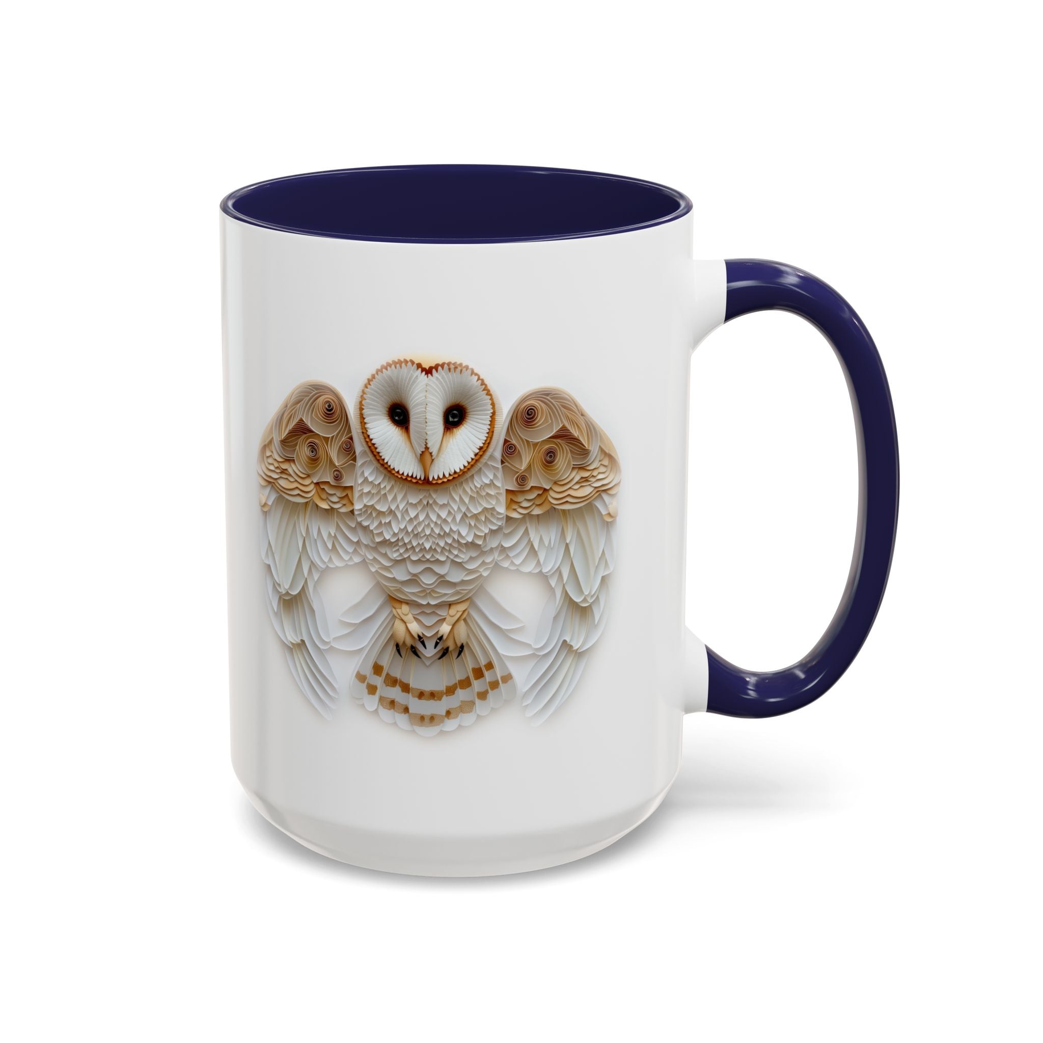 Barn Owl, Paper Quilling Mug - 15oz / Navy - Wild Pour