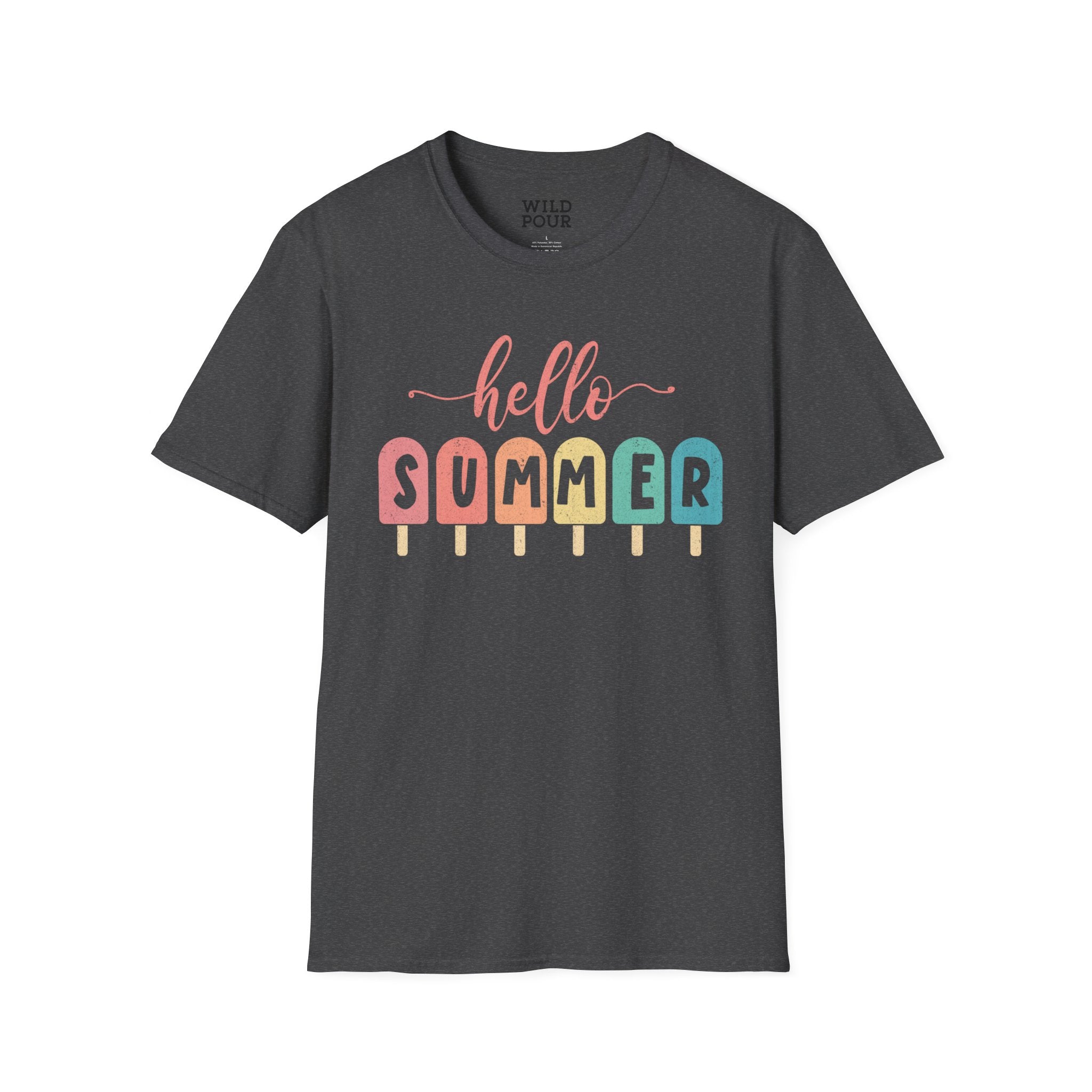 Hello Summer Popsicles Tee - Dark Heather / S - Wild Pour