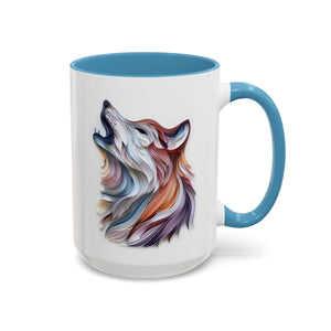 Howling Wolf, Paper Quilling Mug - 15oz / Light Blue - Wild Pour