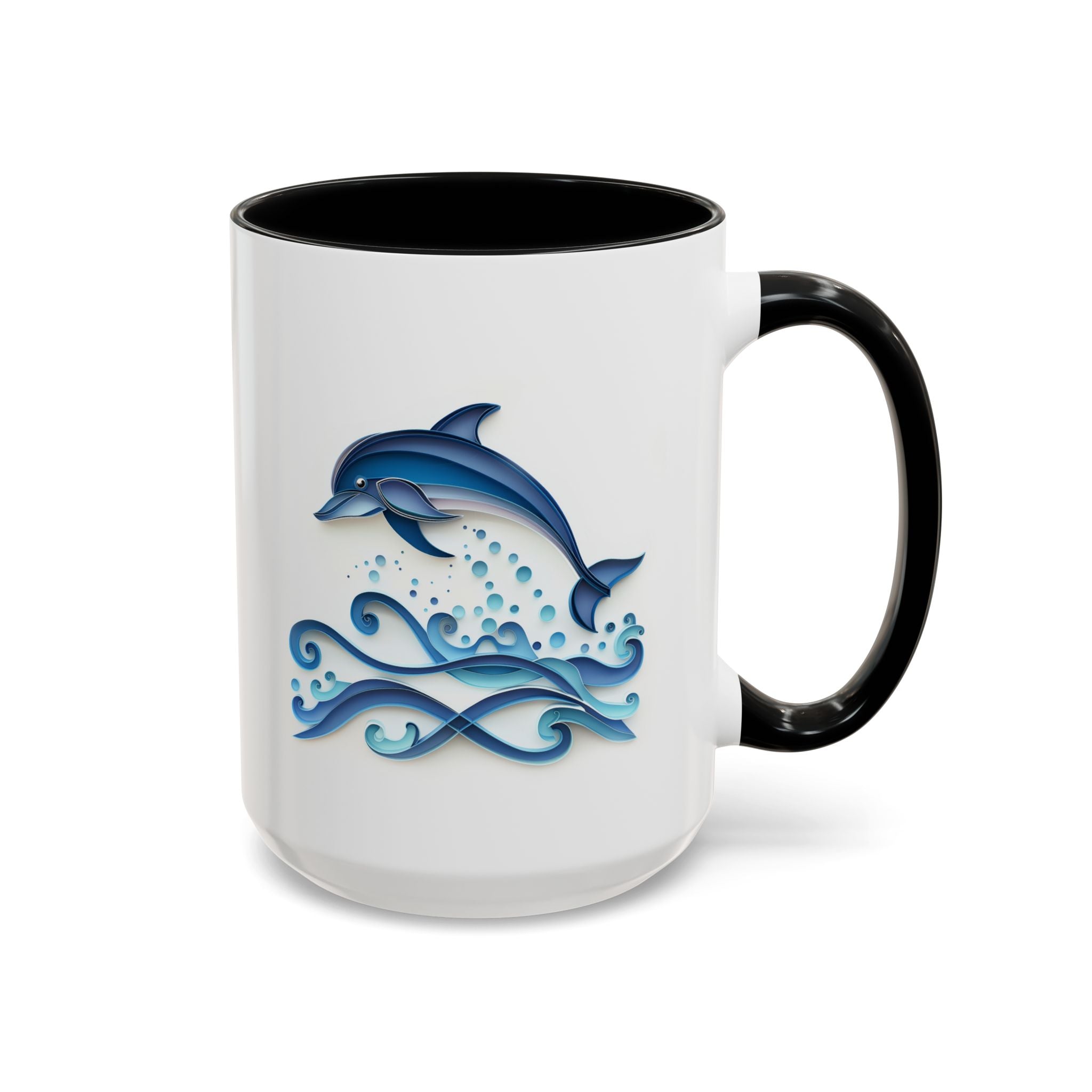 Leaping Dolphin Paper Quilling Mug - 15oz / Black - Wild Pour