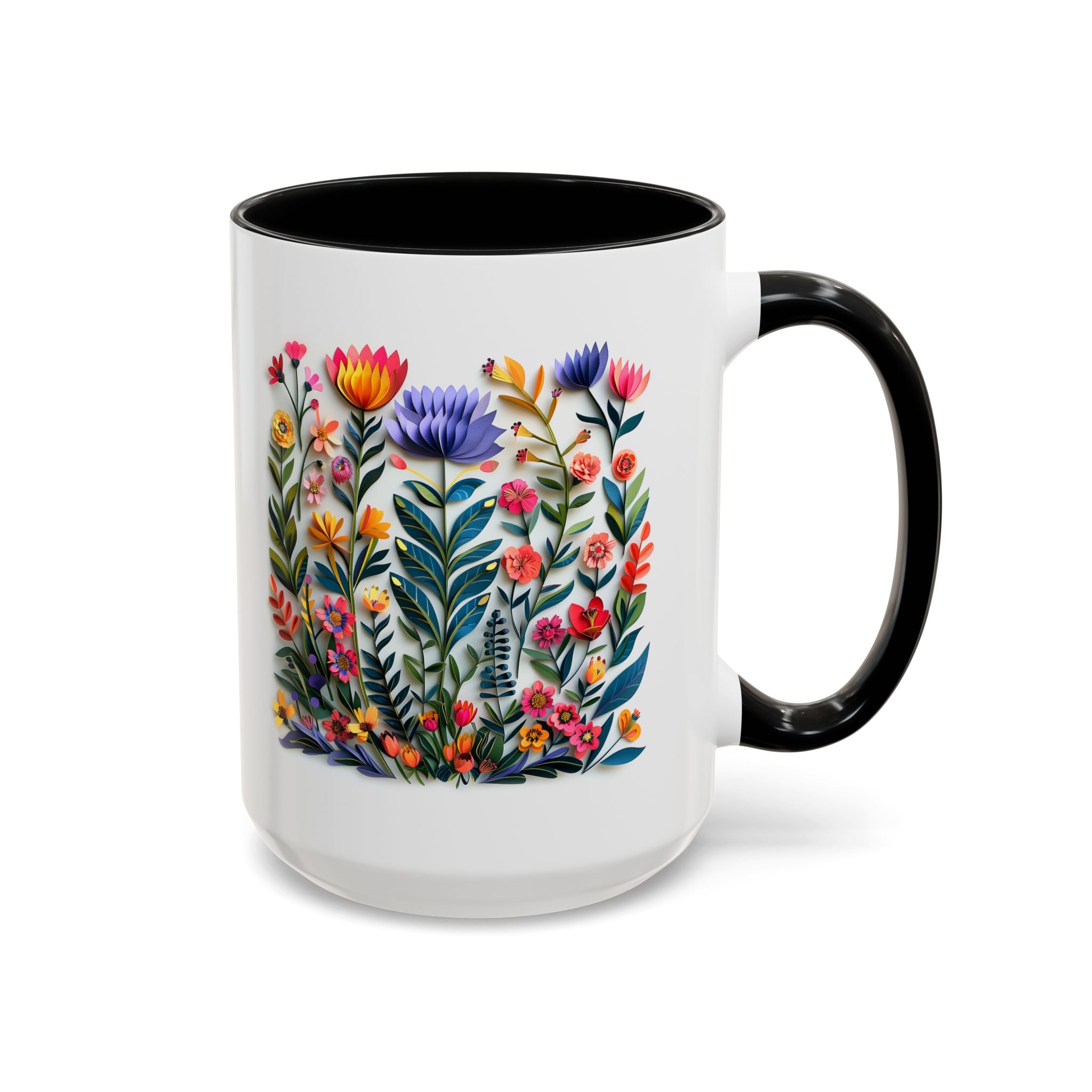 Wildflowers, Paper Quilling Mug - 15oz / Black - Wild Pour