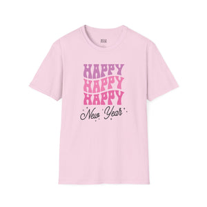 Happy Happy Happy New Year Tee - S / Light Pink - Wild Pour