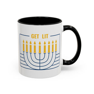 Get Lit, Menorah Mug - 11oz / Black - Wild Pour