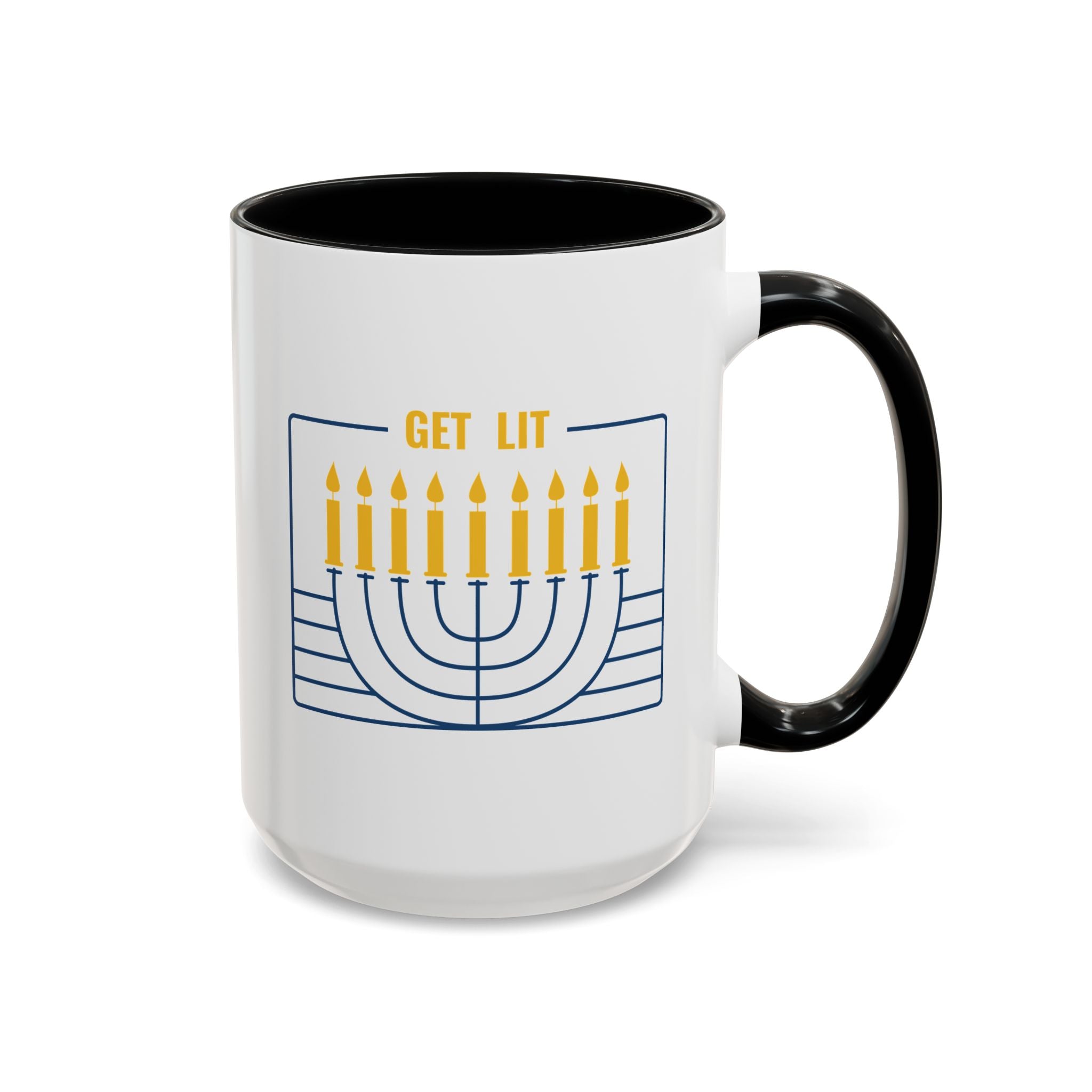 Get Lit, Menorah Mug - 15oz / Black - Wild Pour