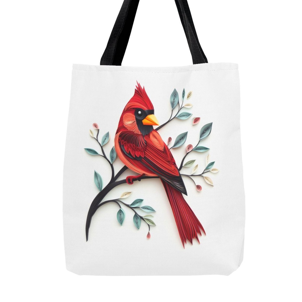 Cardinal, Paper Quilling Tote Bag