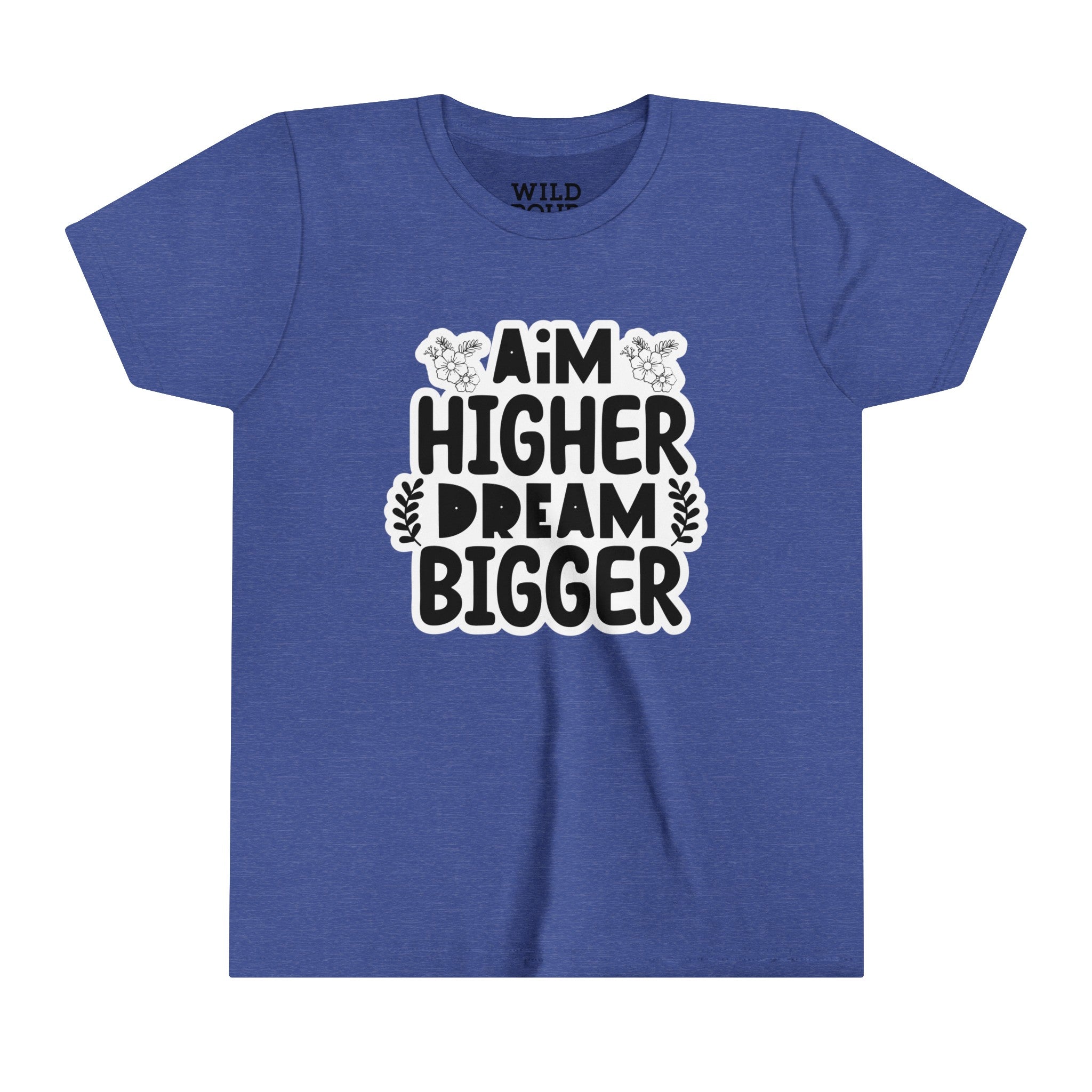 Aim Higher Dream Bigger Youth Tee - Heather True Royal / S - Wild Pour