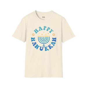 Happy Hanukkah, Menorah Tee - S / Natural - Wild Pour