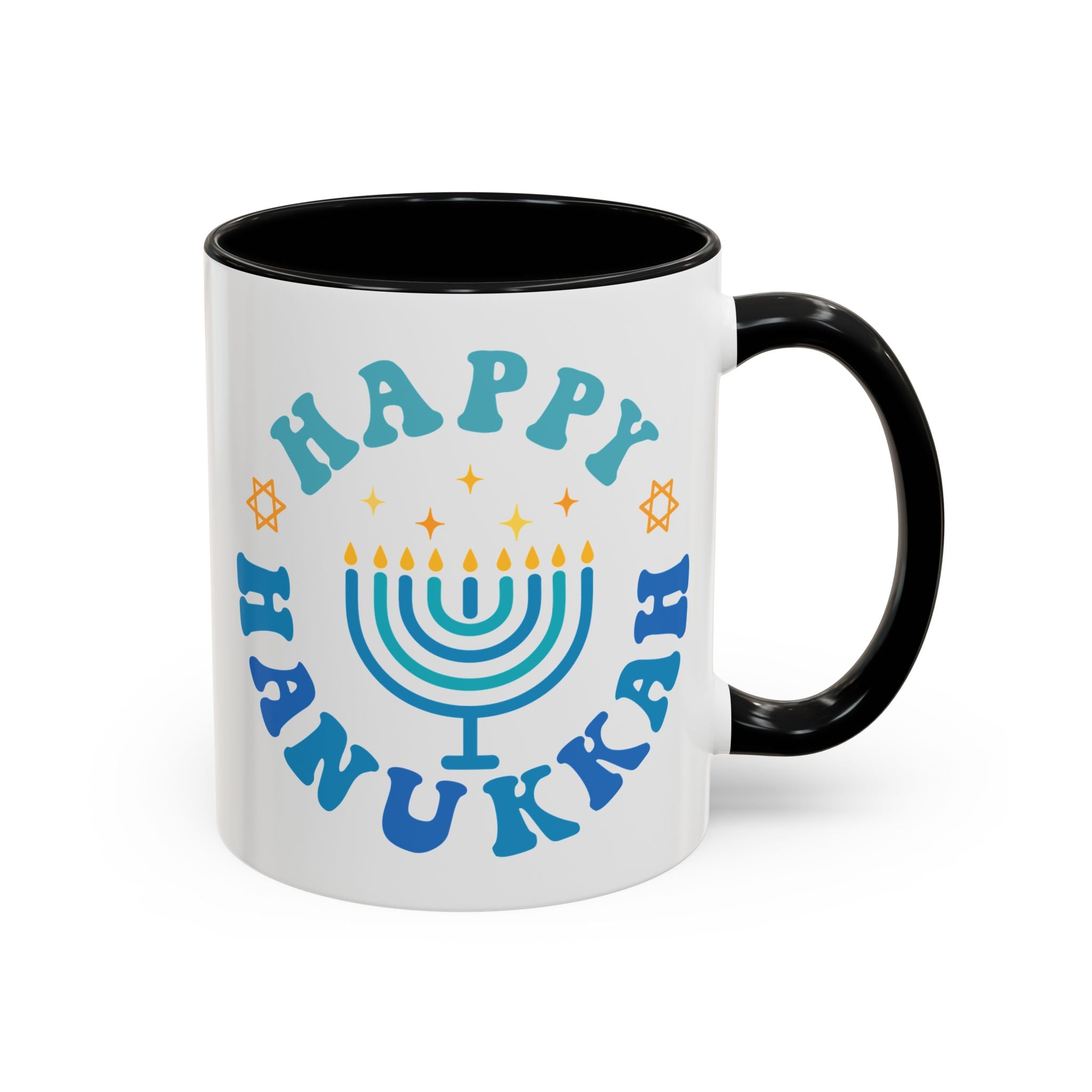 Happy Hanukkah, Menorah Mug - 11oz / Black - Wild Pour