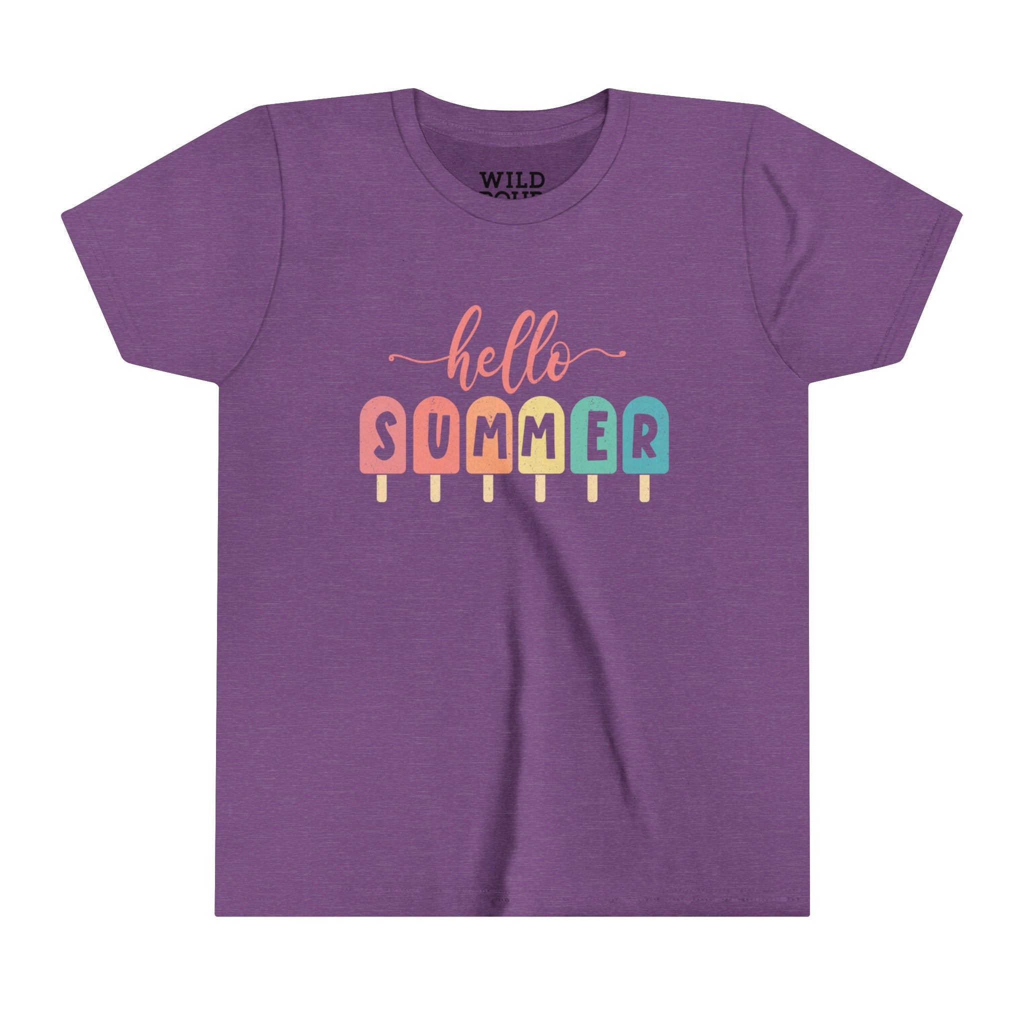 Hello Summer Youth Tee - Heather Team Purple / S - Wild Pour