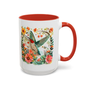 Hummingbird in Flight, Paper Quilling Mug - 15oz / Red - Wild Pour