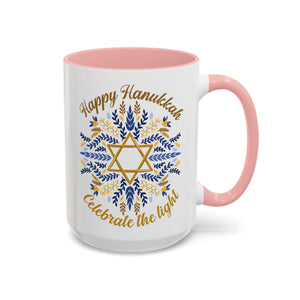 Happy Hanukkah, Celebrate the Light Mug - 15oz / Pink - Wild Pour