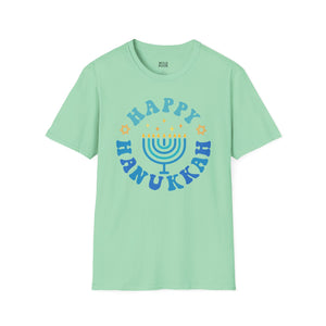 Happy Hanukkah, Menorah Tee - S / Mint Green - Wild Pour