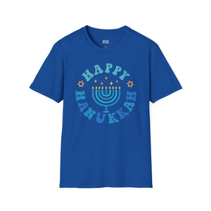 Happy Hanukkah, Menorah Tee - S / Royal - Wild Pour