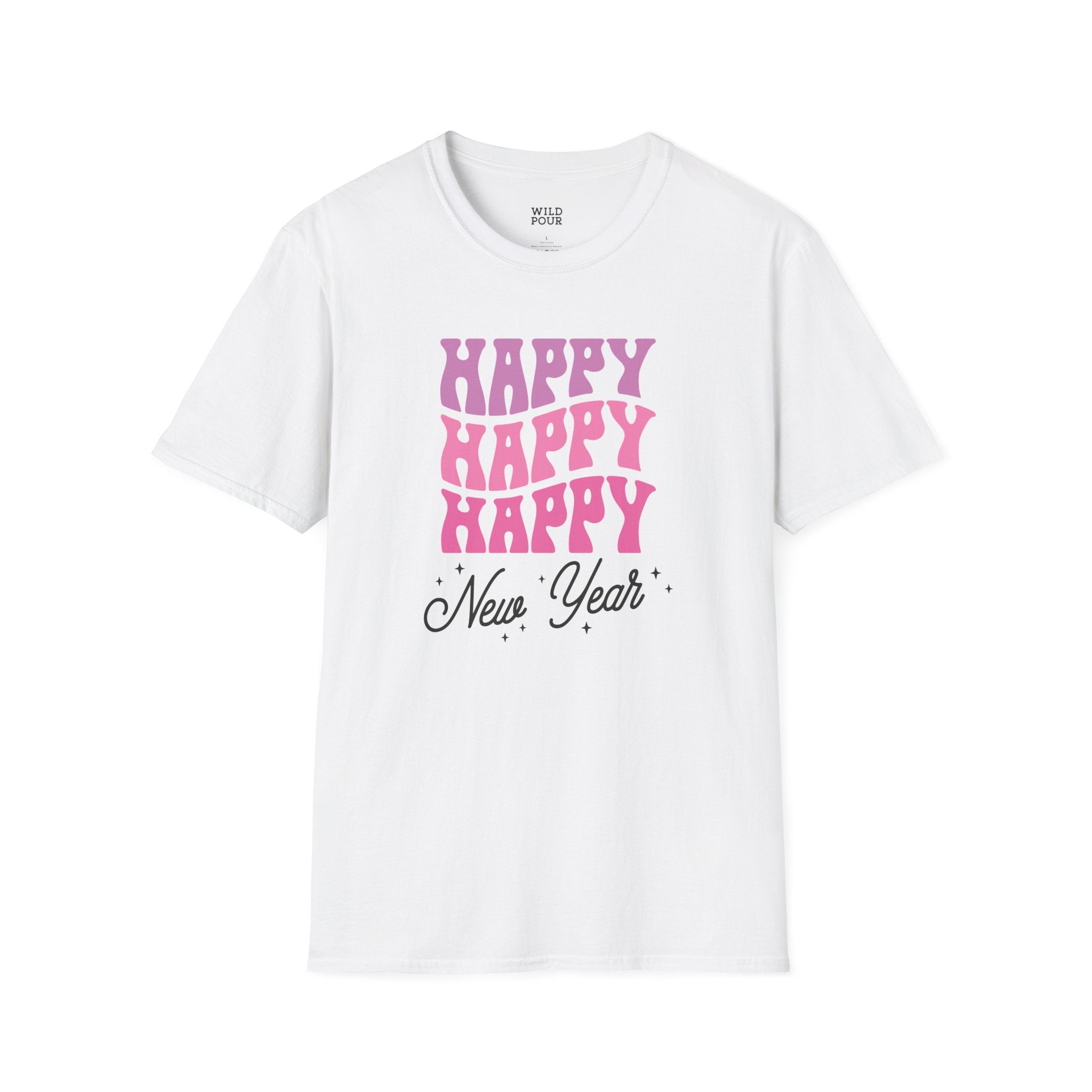 Happy Happy Happy New Year Tee - S / White - Wild Pour