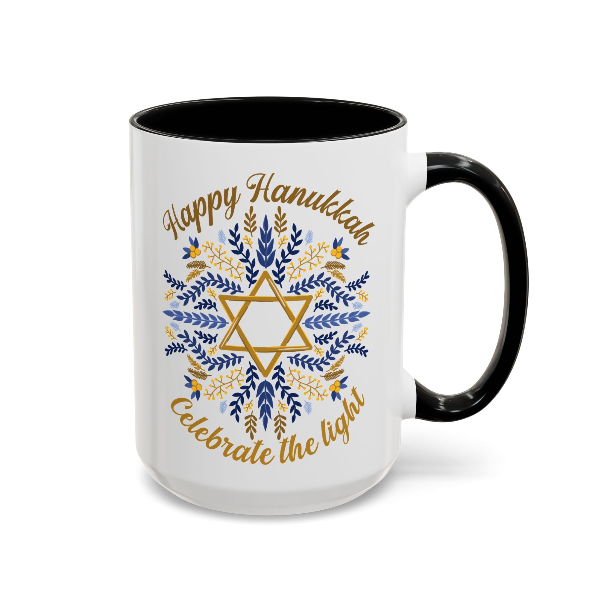 Happy Hanukkah, Celebrate the Light Mug - 15oz / Black - Wild Pour