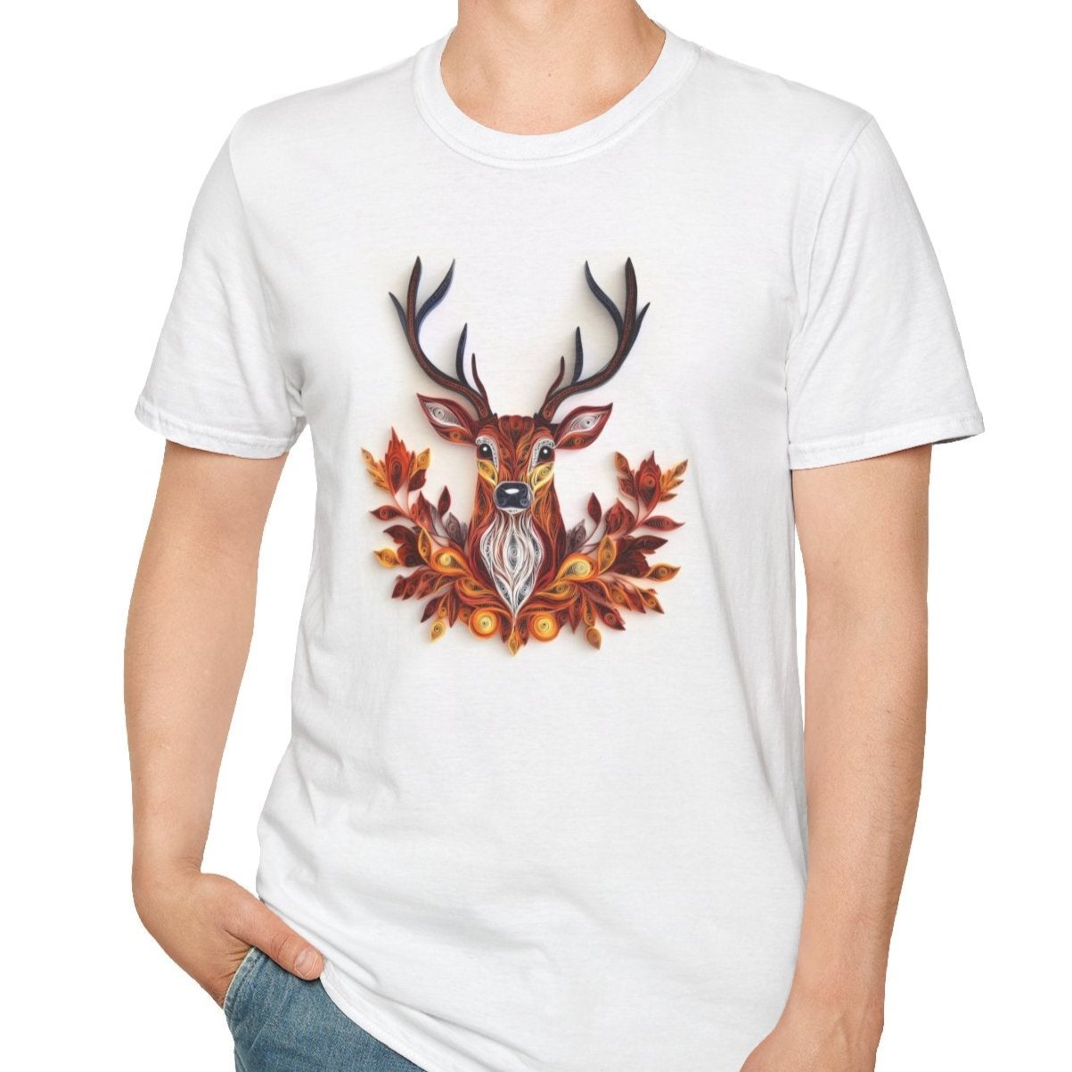 Deer with Fall Leaves, Paper Quilling Tee - Wild Pour