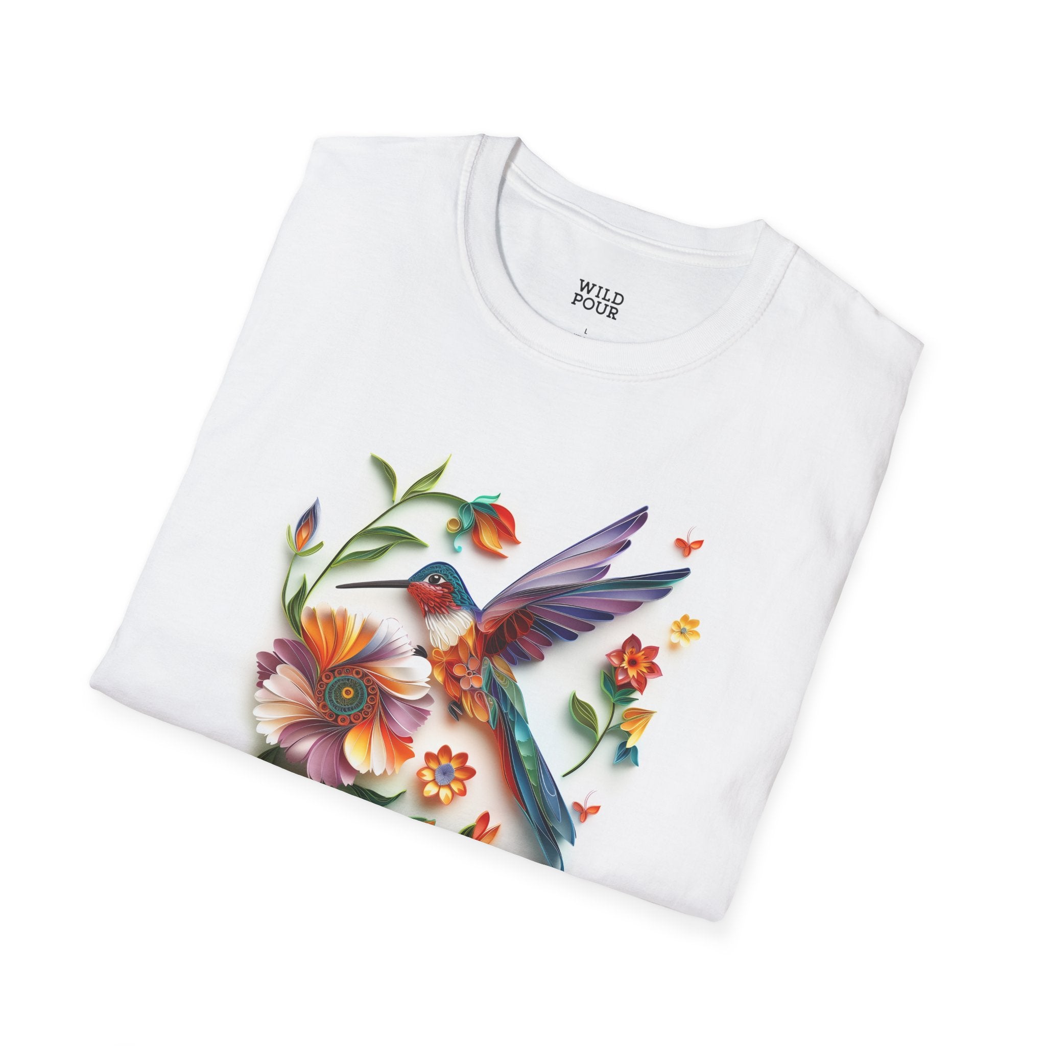 Hummingbird, Paper Quilling Tee - S / White - Wild Pour