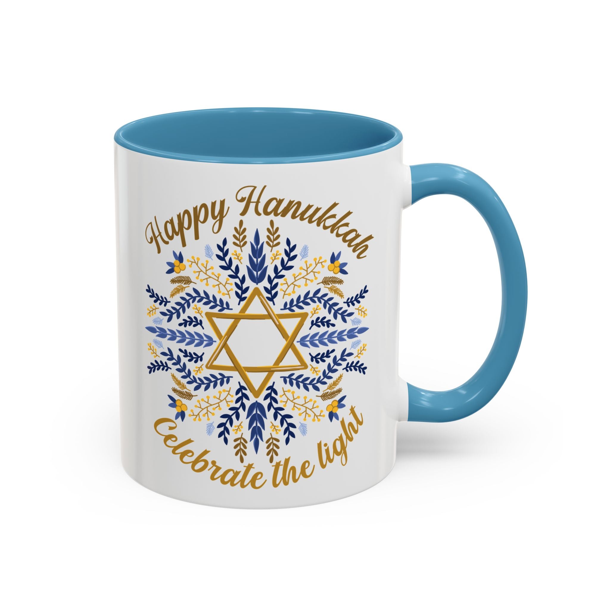 Happy Hanukkah, Celebrate the Light Mug - 11oz / Light Blue - Wild Pour