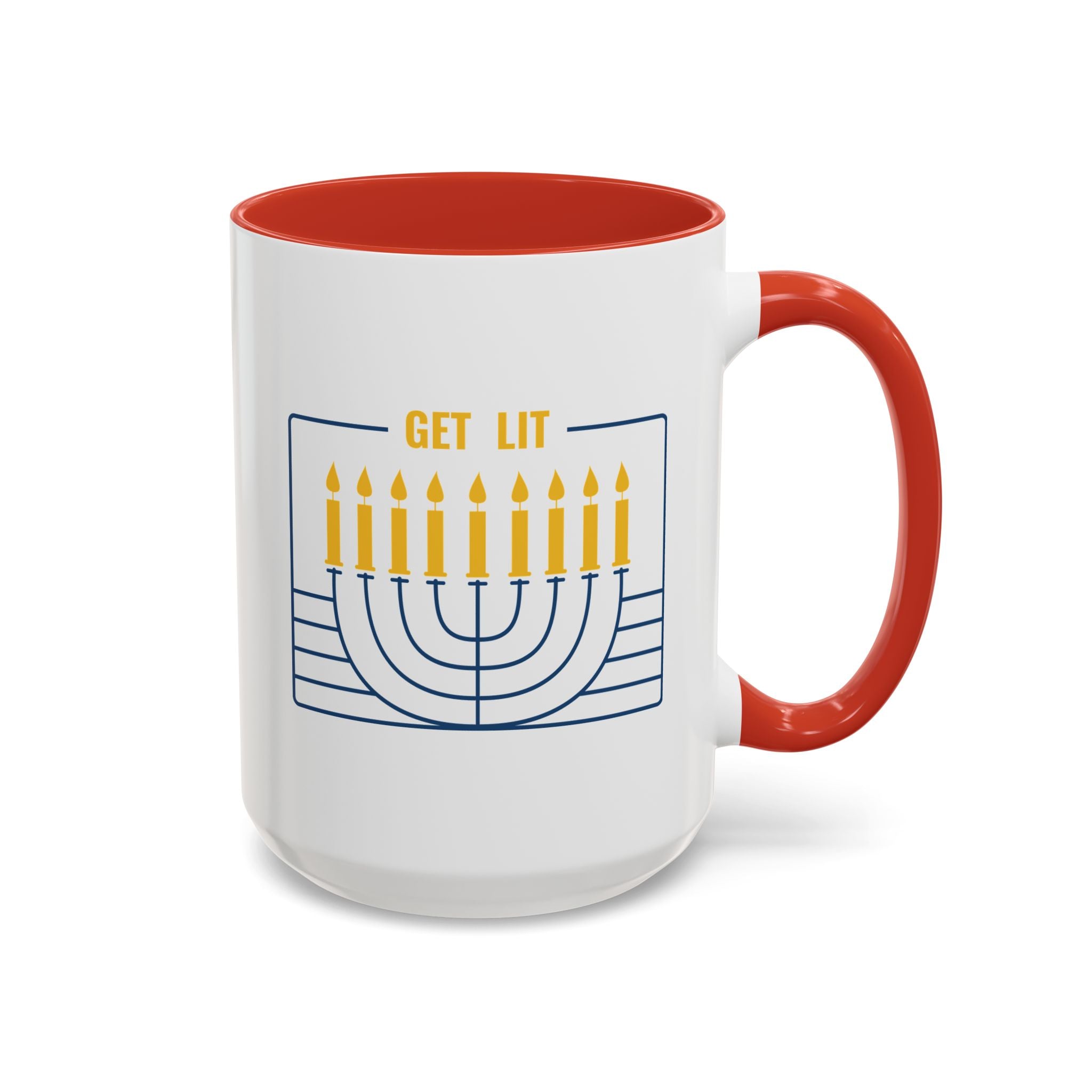 Get Lit, Menorah Mug - 15oz / Red - Wild Pour