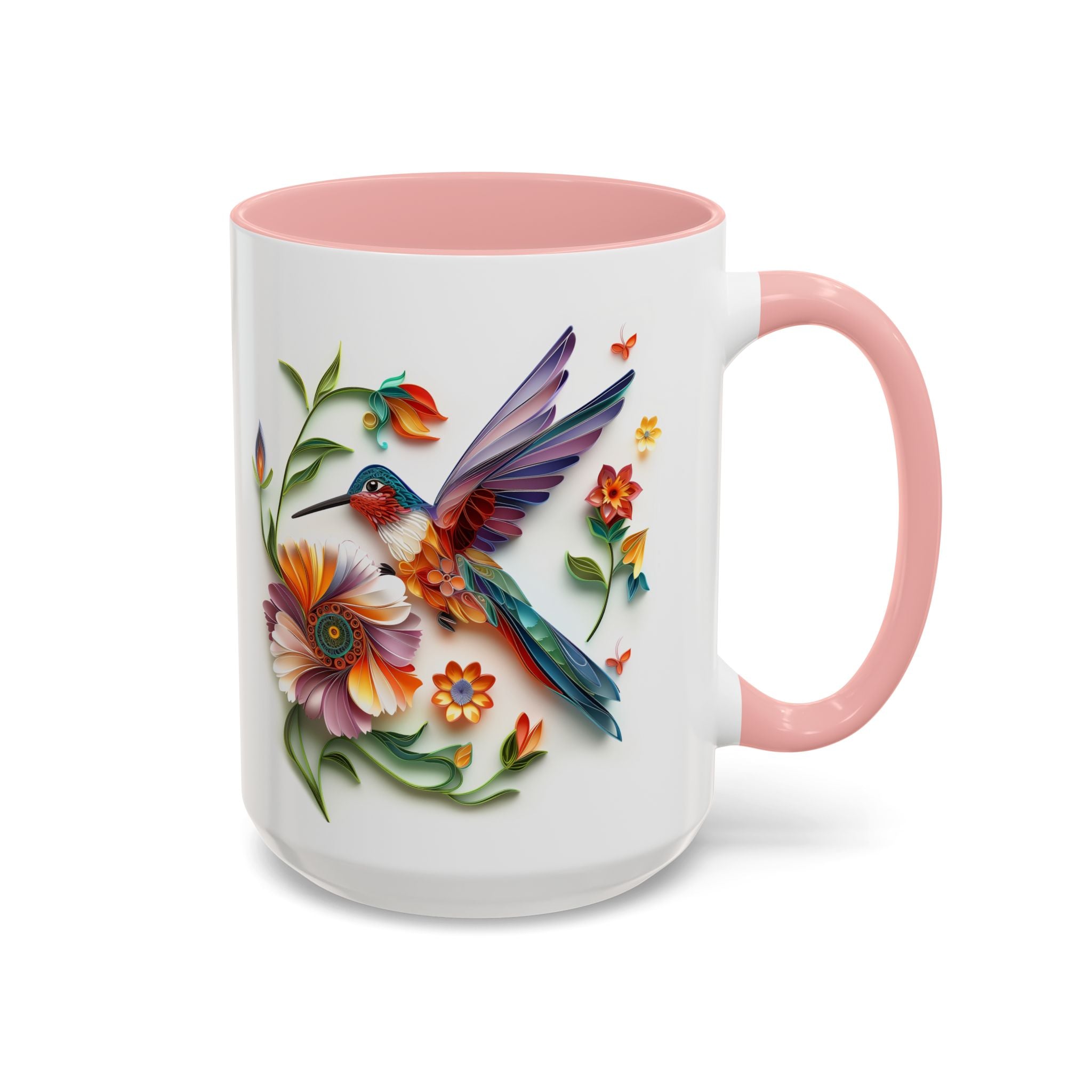 Hummingbird, Paper Quilling Mug - 15oz / Pink - Wild Pour