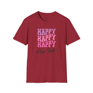 Happy Happy Happy New Year Tee - S / Antique Cherry Red - Wild Pour