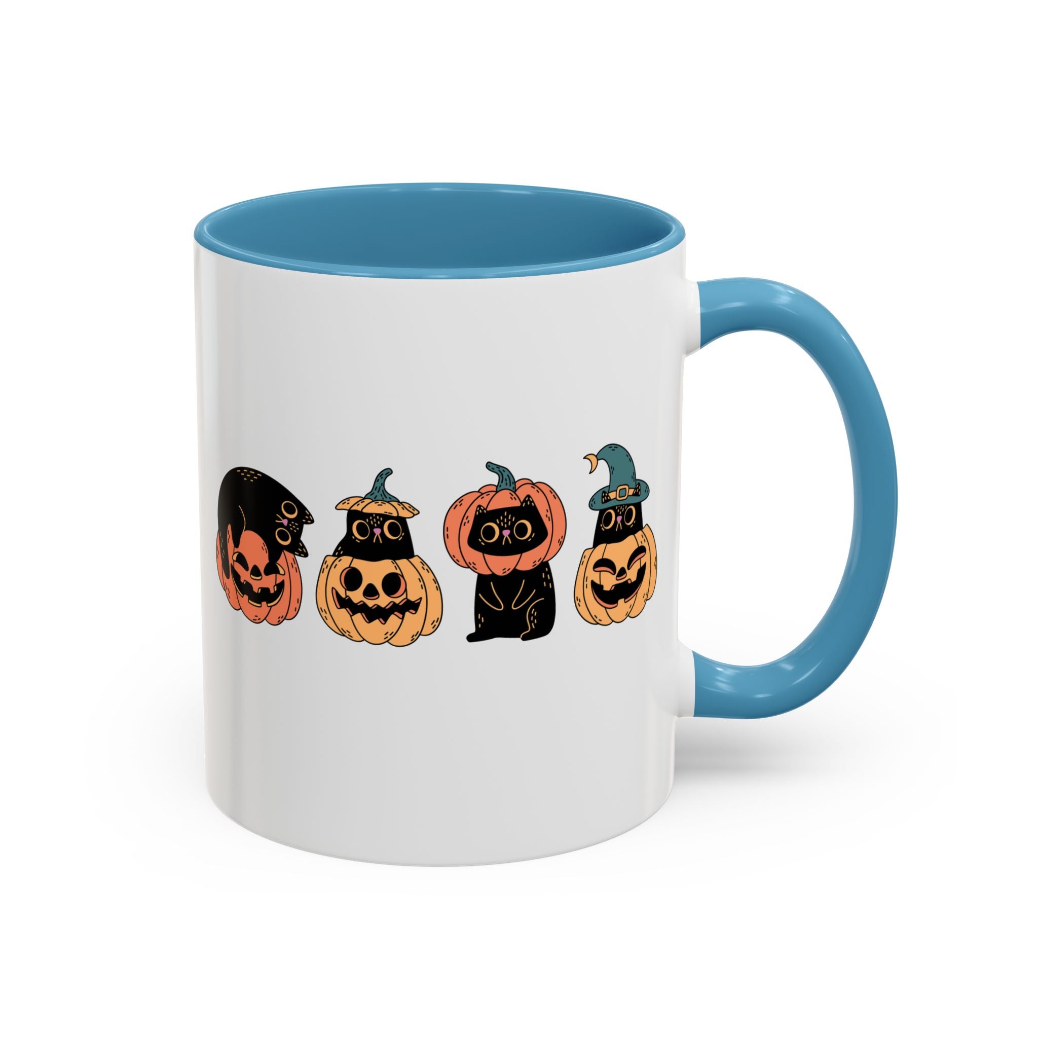 Black Cats and Pumpkins Mug - 11oz / Light Blue - Wild Pour