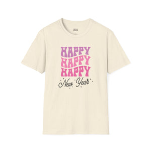 Happy Happy Happy New Year Tee - S / Natural - Wild Pour