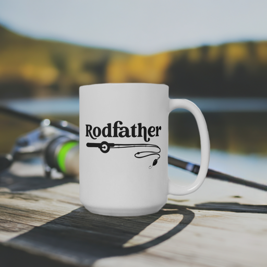 The Rodfather, Funny Fishing Mug, 15oz 11oz Coffee Mug, White, Perfect Gift  for Father's Day, Dad Gift, Birthday Gift for Dad