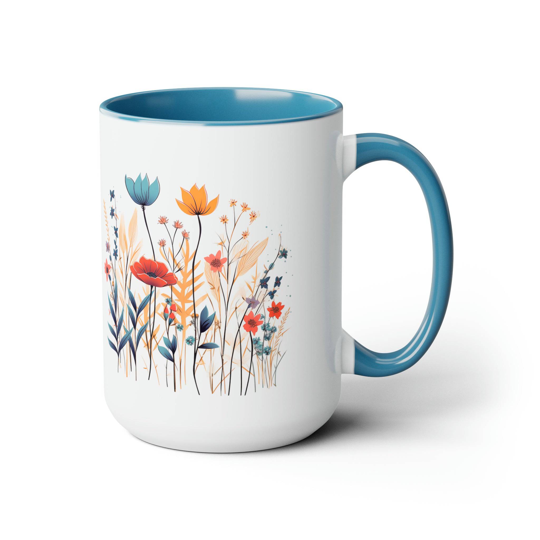 Spring Wildflowers, 15oz 11oz Coffee Mug, Boho Wildflowers Cottagecore, Flower Garden Lover, Gift For Her, Botanical, Spring Floral Nature - Wild Pour