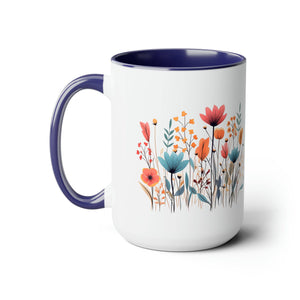 Spring Wildflowers, 15oz 11oz Coffee Mug, Boho Wildflowers Cottagecore, Flower Garden Lover, Gift For Her, Botanical, Spring Floral Nature - Wild Pour